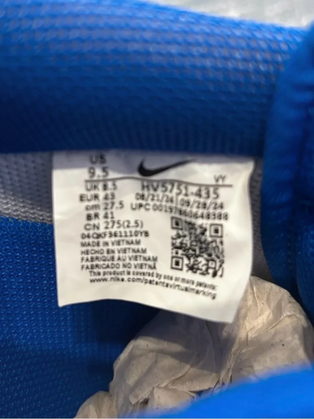 Nike Low-Top Sneakers in Bright Blue and White with Iridescent Swoosh